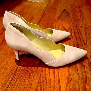 New sueded leather size 7 pink heels pumps